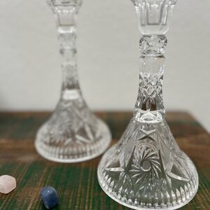 Intricate American Brilliant Period Antique Crystal Candle Holders
